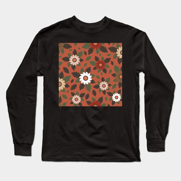 Floral bouquet in warm earthy colours Long Sleeve T-Shirt by FrancesPoff